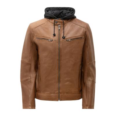 Lederjacke RICANO "Lederjacke Fabio", Herren, Gr. M, braun (cognac), Obermaterial: 100% Lammnappaleder LANA. Futter: 100% Baumwolle CO., normal, hoch geschlossener Ausschnitt, Jacken, Handgefertigt aus echtem Leder