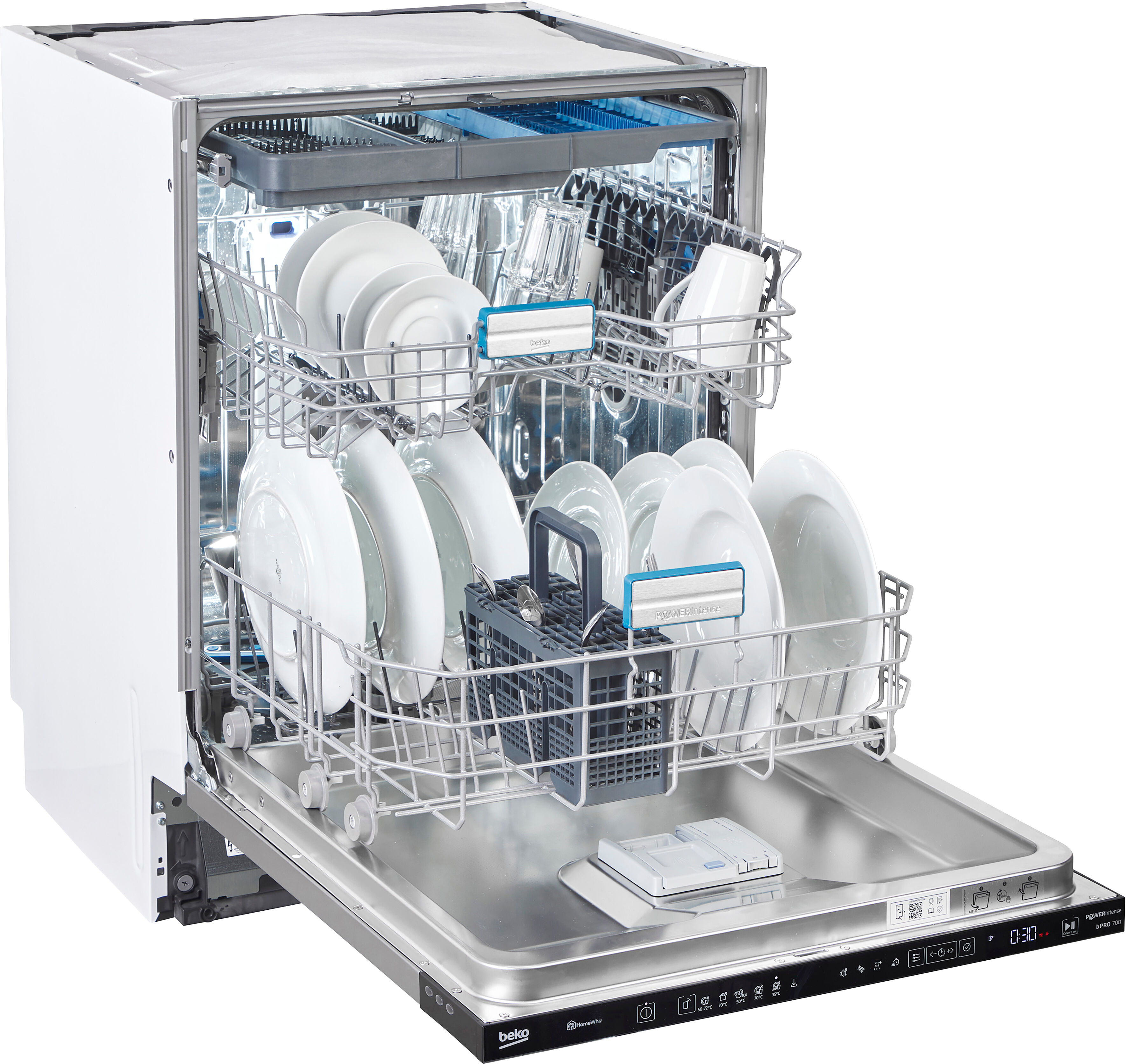 Beko vollintegrierbarer Geschirrspüler "BDIN36462P", Energieeffizienz: A, weiß (edelstahl), B:59,8cm H:81,8cm T:55cm, Geschirrspüler, Sehr geräuscharm mit einer Lautstärke von bis zu 38 dB, vollintegrierbarer Geschirrspüler