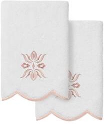 Authentic Hotel and Spa 100% Turkish Cotton FLOWER CREST Scallop Embellished Towel Collection