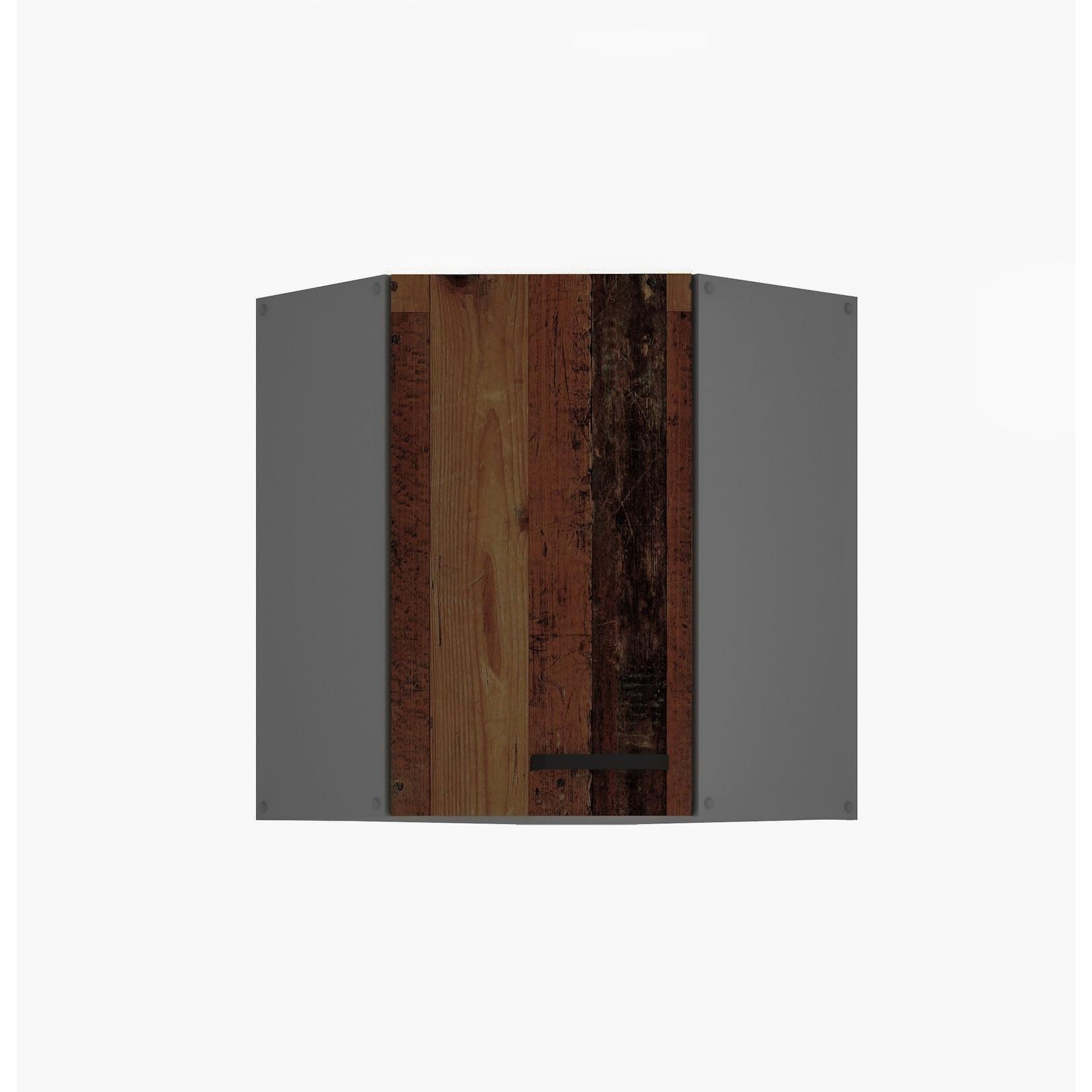 Küche OLD STYLE Eckhängeschrank 60X60 Old Wood Anthrazit Küchenzeile Einbauküche