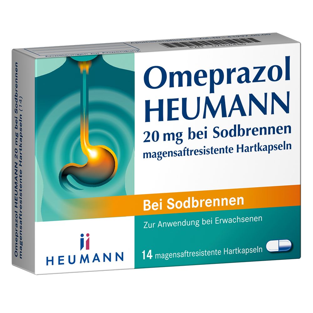Omeprazol Heumann 20 mg b.Sodbr.magensaftr.Hartk. 14 St Magensaftresistente Hartkapseln