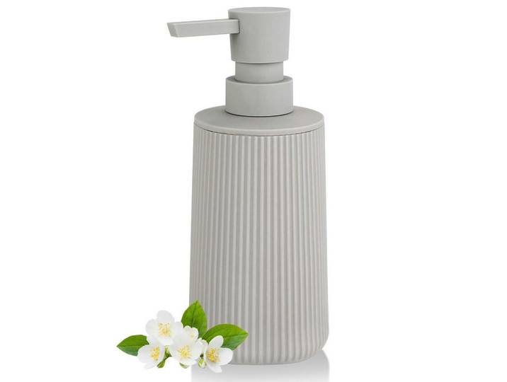 Seifenspender Beige Kunststoff 250 ml, 6.9x17.5x6.9 cm, Badaccessoires, Seifenspender