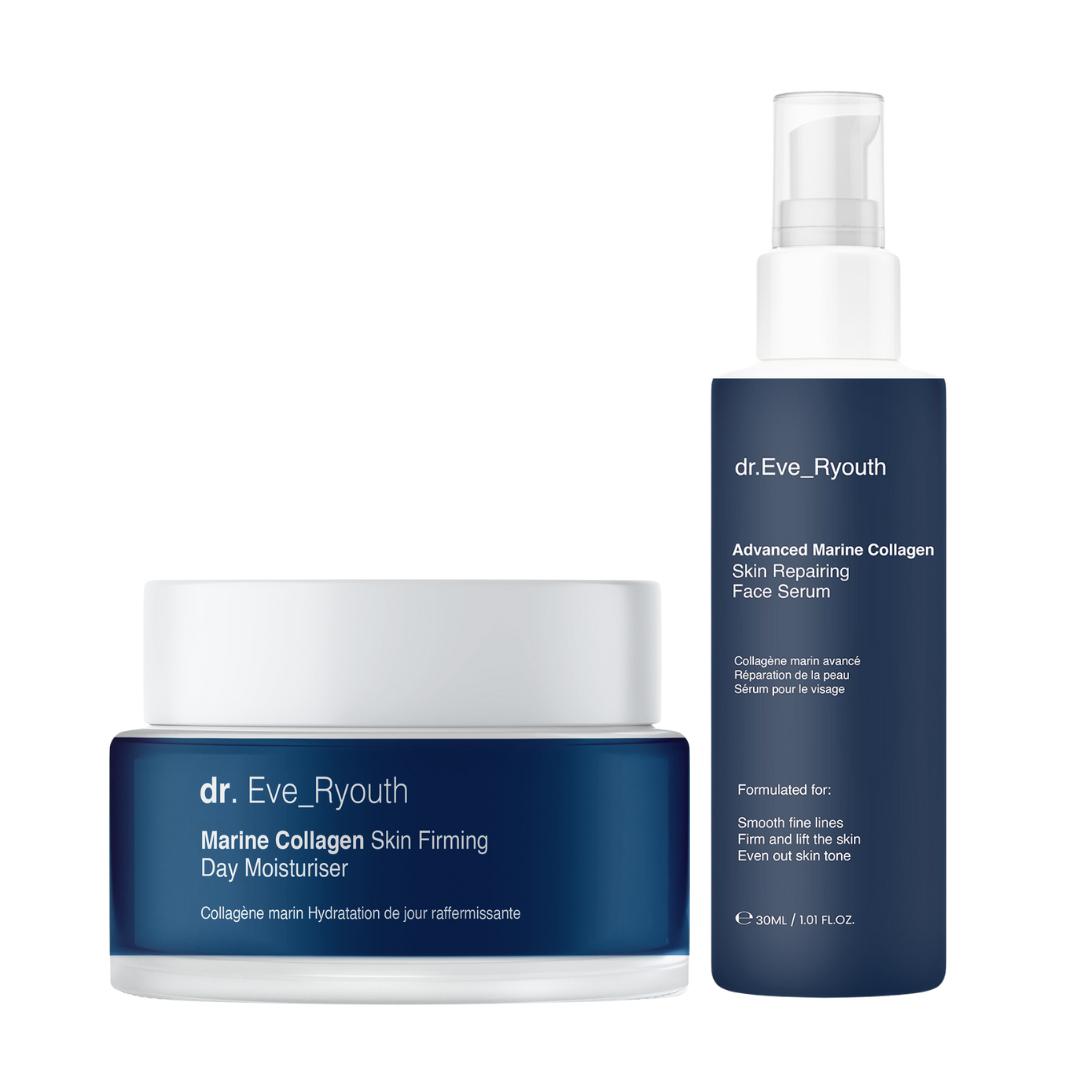 FORTSCHRITTLICHES MEERKOLLAGEN HAUTREPARIERENDES GESICHTSSERUM 30ml + MEERKOLLAGEN HAUTSTRAFFENDE TAGENFEUCHTIGKEIT 50ml