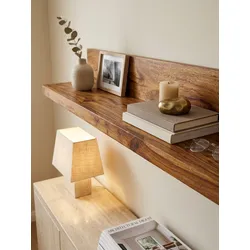 Wandregal MUMBAI Massivholz Hängend Landhausstil, Dunkelbraun 60x23x17 cm