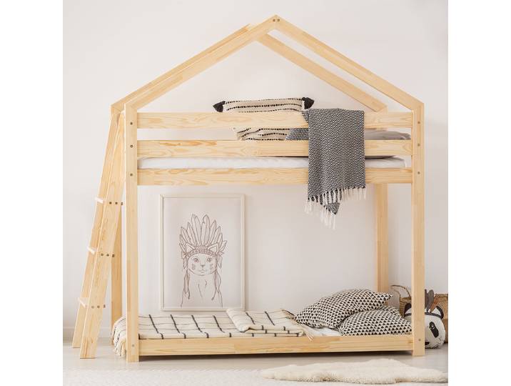 Lit cabane superposé 90x200 sommier inclus Gaëlle Bois