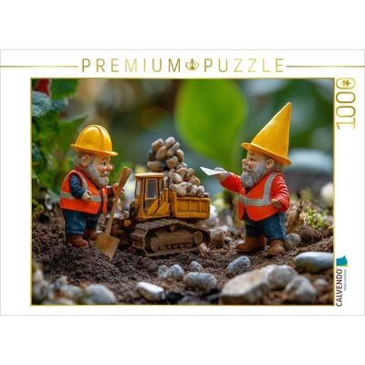 CALVENDO Puzzle Die Bauarbeiter Gartenzwerge bei der Arbeit | 1000 Teile Lege-Größe 64x48cm Foto-Puzzle für glückliche Stunden