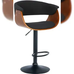 Décoshop26 - Moderner Barhocker mit höhenverstellbarem und drehbarem Sitz in schwarzem Stoff Walnussholz und schwarzem 10_0005453