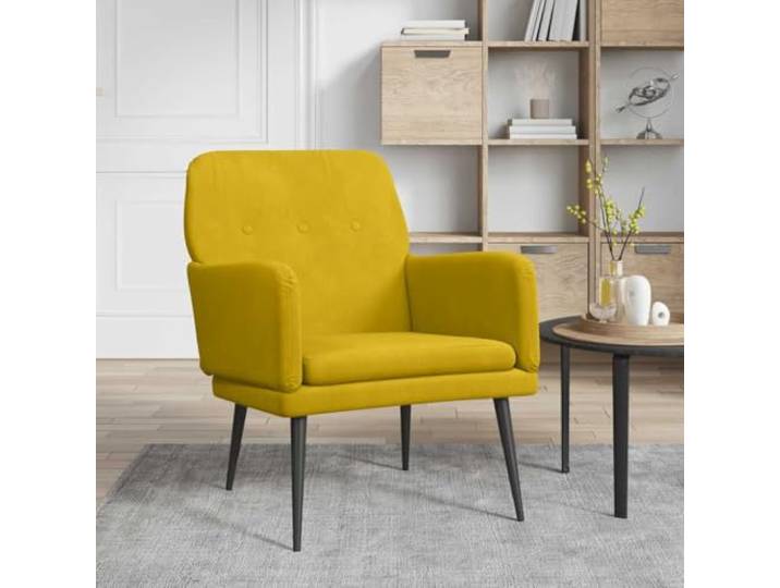 HEFZGDB Sessel Gelb 62x79x79 cm Samt Relaxsessel Bequemer Sessel mit gepolsterter Rückenlehne und Metallgestell für Wohnzimmer und Entspannung