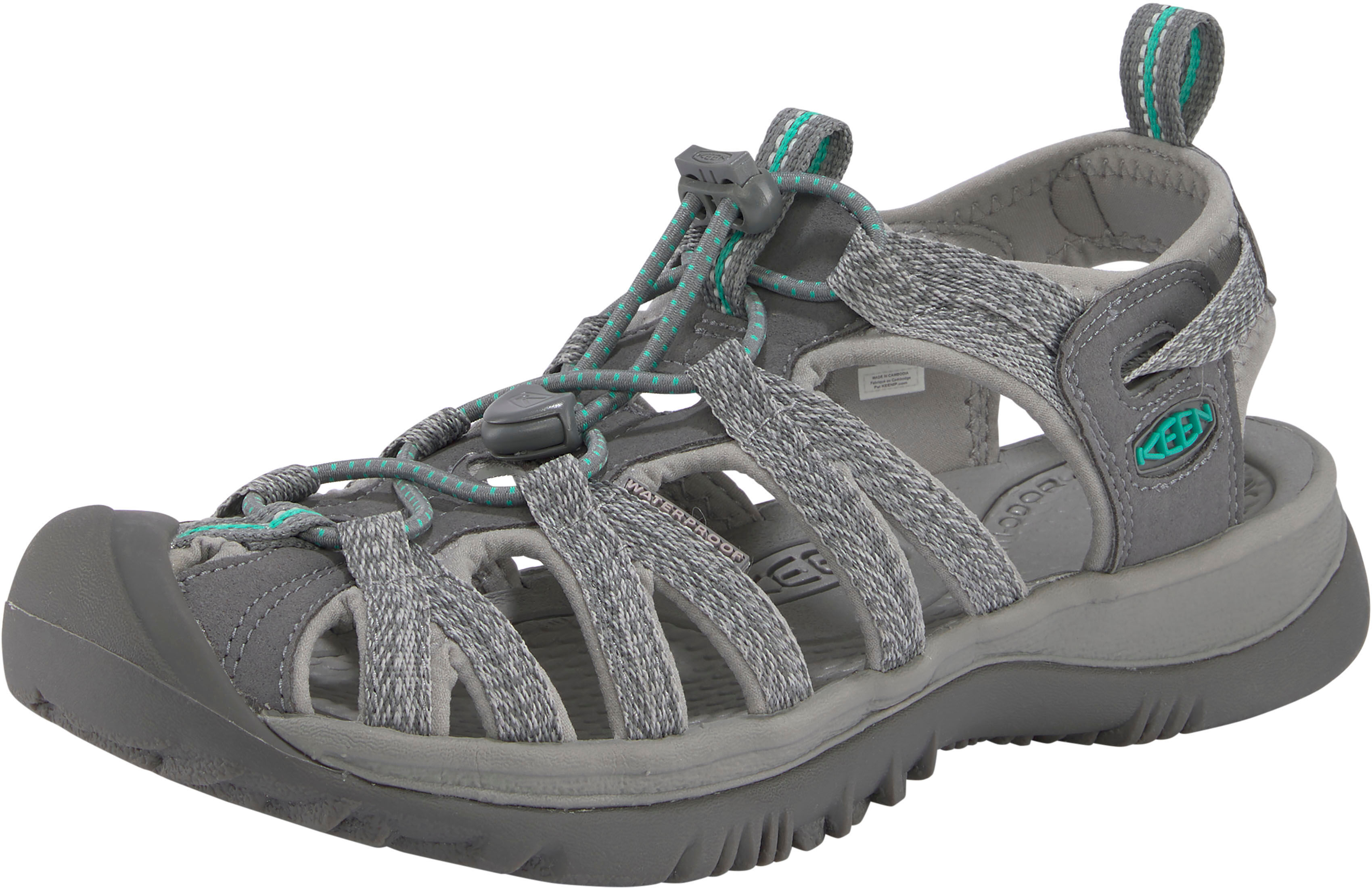 Sandale KEEN "WHISPER", Damen, Gr. 36, bunt (hellgrau, grün), Synthetik, Schuhe Sandale