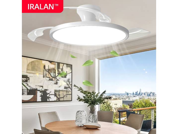 Ventilateur de plafond intelligent avec lumière, ultra-fin, rétractable, ventilateur électrique intelligent, lampe silencieuse, 6 vitesses, décoration de la maison, ventilateur de plafond