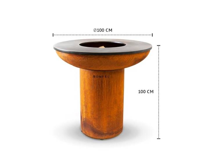 Bonfeu BonBiza XL Cortenstaal - Barbecue Plancha voor Buiten - Grillrooster en Plancha - 98x98x102 cm