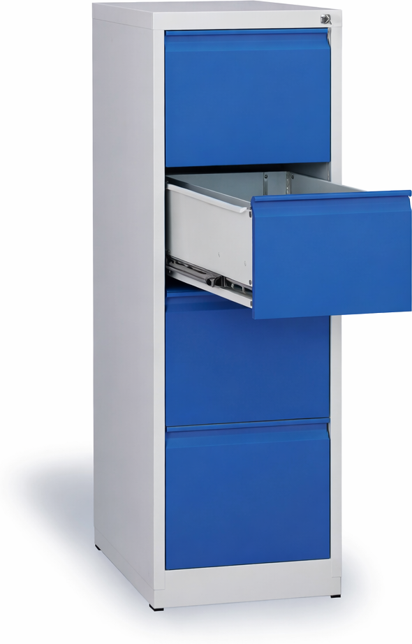 B2B Partner Metall-Hängeregisterschrank ECO A4, 4 Schübe, grau / blau