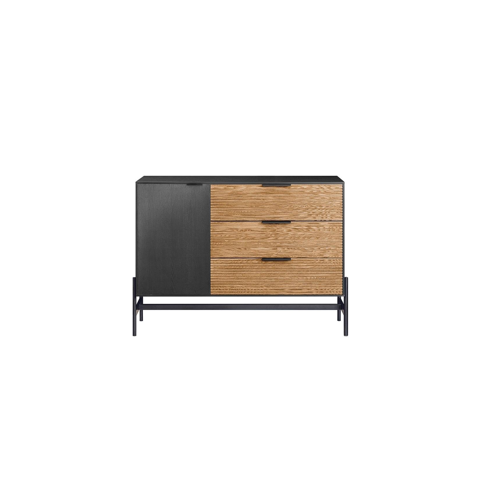 SoBuy Sideboard mit 3 Schubladen Schwarz 113x40x82,5cm Vintage