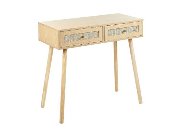 Beliani Konsolentisch Rattan 2 Schubladen Holzbeine helles Holz Boho Odell