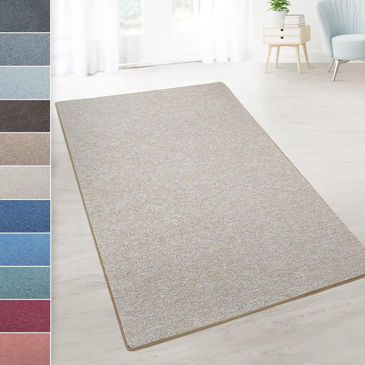 Beige tapijtloper op maat voor hal, woonkamer of keuken met antislipfunctie