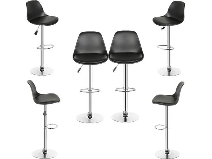 Lot de 6 Tabourets de Bar Noir Contemporain Chaise de Bar pour Bars/Comptoirs/Cuisine/Café