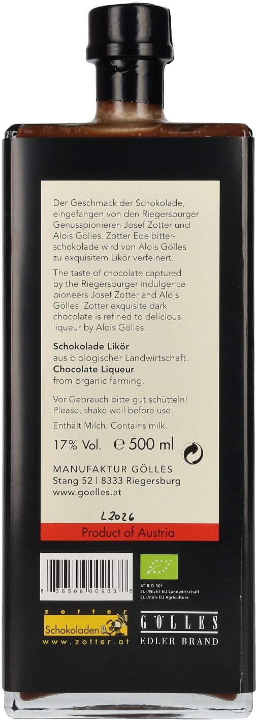 Gölles Zotter Schokoladen Likör 17% Vol. 0,5l