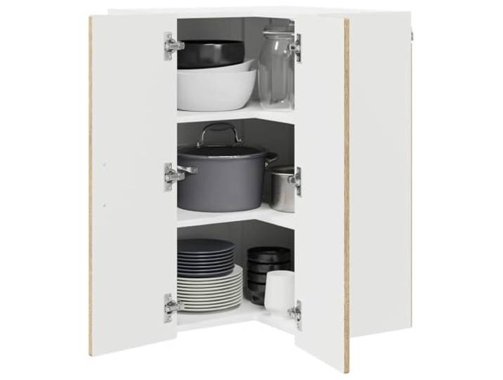 KTHLBRH Eckschrank Wand 57 x 57 x 80 cm Küche Mehrschichtholz, 3 Einlegeböden, 2 Türen, Wandmontage, pflegeleicht