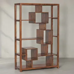 KADIMA DESIGN Bücherregal aus Sheesham-Holz, 115x180 cm, Landhaus-Stil, Ablagefächer