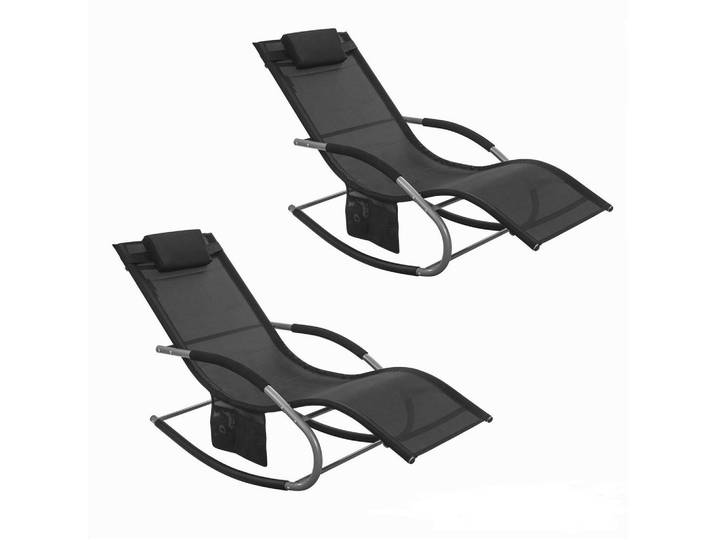 SoBuy Sonnenliege 2 Personen, Gartenliege bis 150kg, Schwarz, Metall, 63x87x150 cm, Gartenmöbel, Gartenliegen