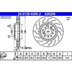Bremsscheibe ATE 24.0128-0206.2 für BMW 3er
