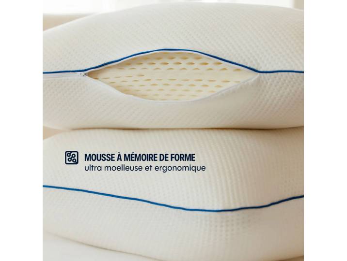 MORPHEA Oreiller ergonomique à mémoire de forme épaisseur 12 cm - 60 x 60 cm