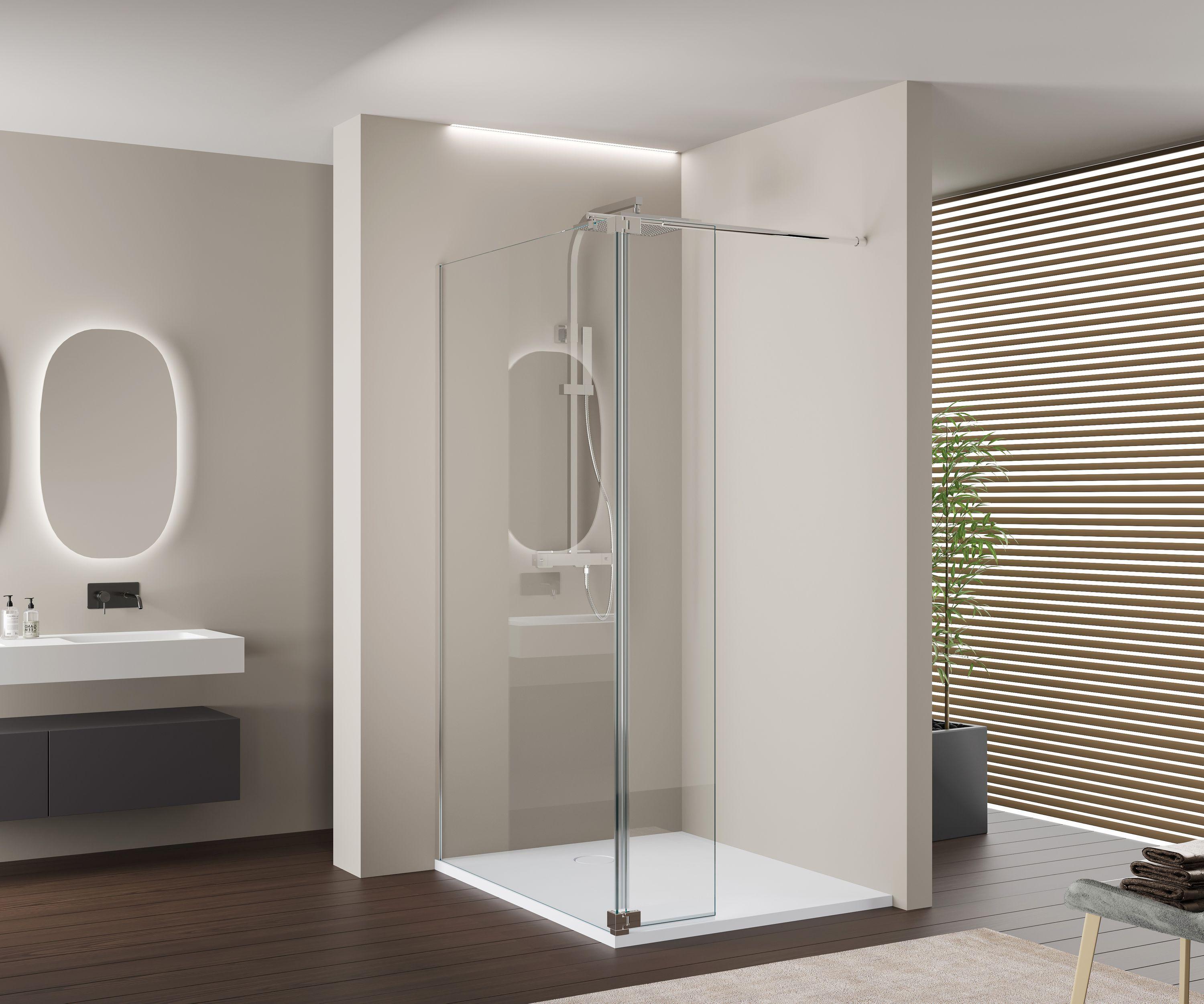 Duschabtrennung Walk-In-Dusche Nano NT109 - 8 mm - Echtglas mit Nano-Beschichtung - inkl. Spritzschutz, Breite Walk-In:1200mm