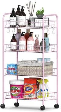 ZHCHVO 4-Tier Rolling Utility Cart with Removable Baskets