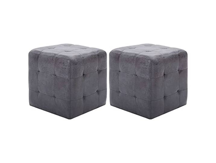 TUERYAFEK Pouf 2 STK. Grau 30x30x30 cm Wildleder-Optik Velourslederimitat, Holzrahmen, Schmutzabweisend, Langlebig, Fußhocker für Sofa