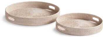 Porch & Petal Burma Rattan Round Ottoman Trays