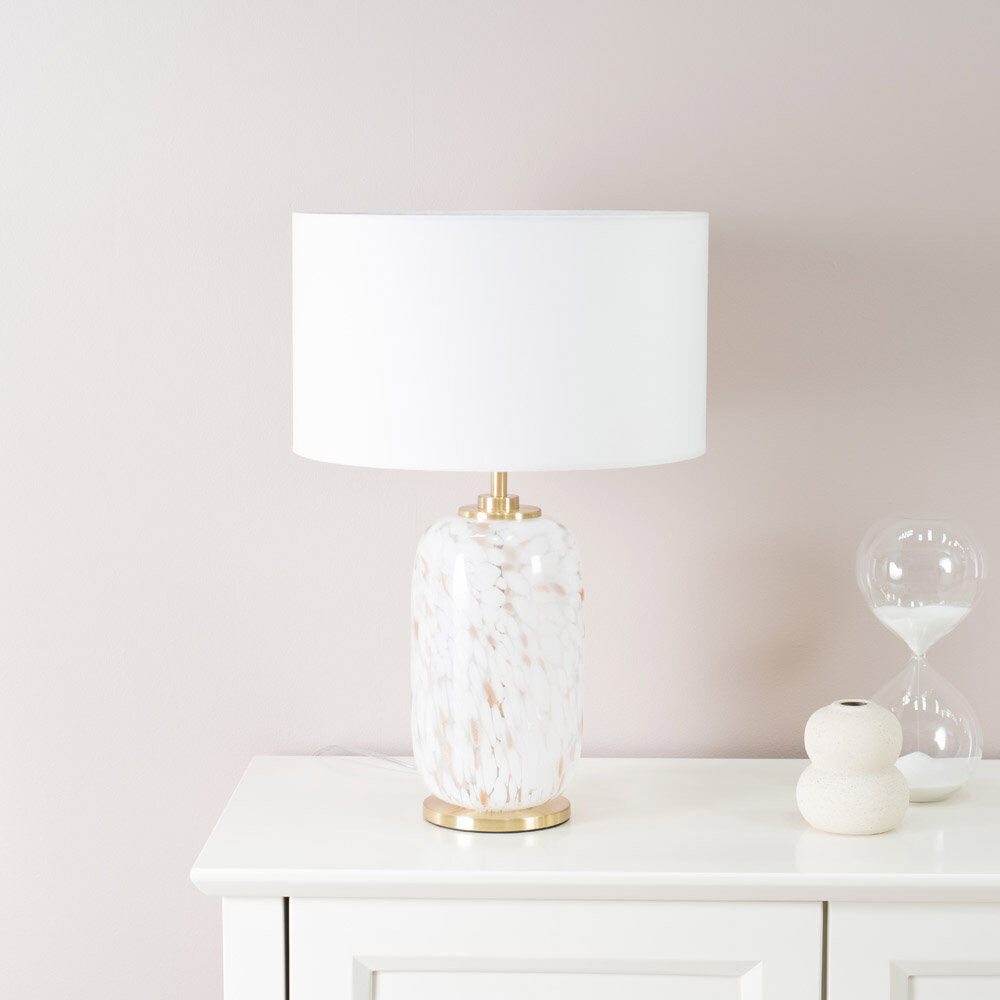 Heritage Hues Glass Table Lamp White 52.5cm H X 22.5cm W X 55.5cm D