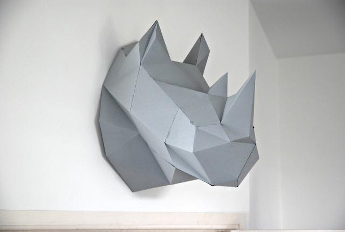 Assembli Neushoorn Paper Kit DIY-grijs voor volwassenen