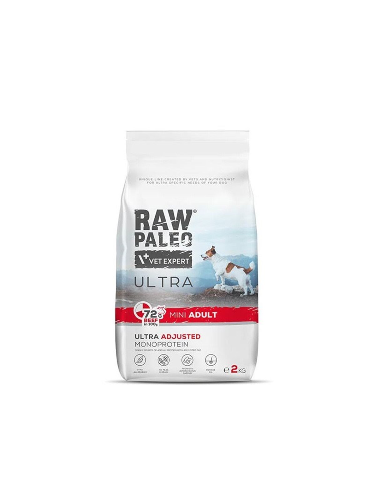 VetExpert Raw Paleo Ultra Mini Adult Beef - Trockenfutter für Hunde - 2kg
