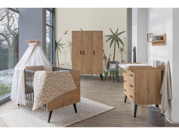 Schardt Kinderkleiderschrank Schrank Morris Oak, 3 Türen, Dekor Artisan Oak
