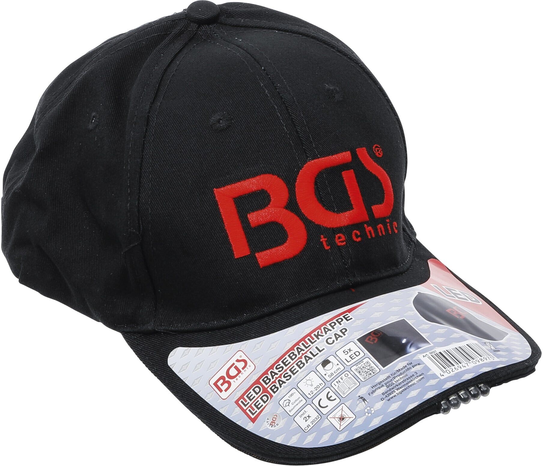 BGS Baseballkappe , mit LED-Leuchte ; BGS technic (9897)