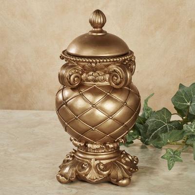 Touch of Class Corinthia Covered Jar Aged Gold , Aged Gold
