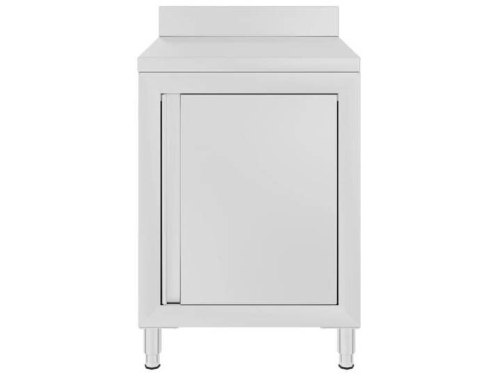 Table de travail commerciale - GAROSA - 60x60x96 cm - Acier inoxydable - Armoire de rangement - Pieds réglables