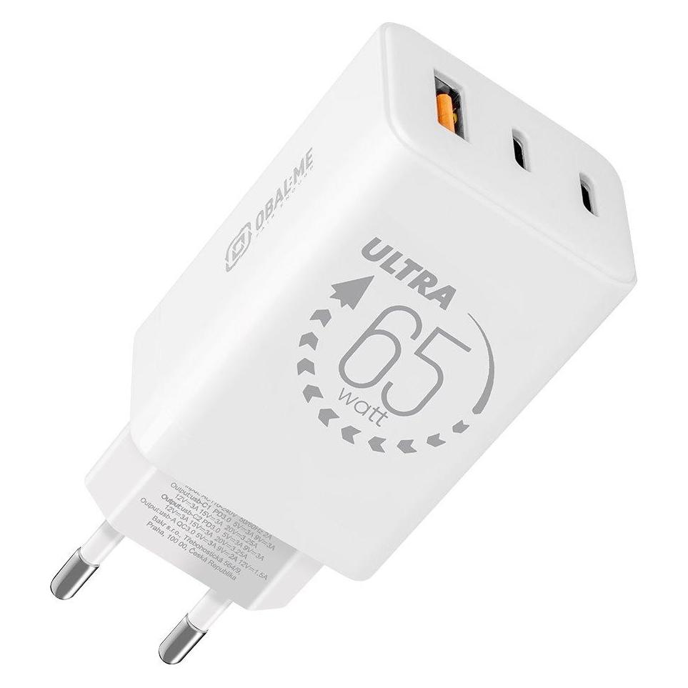 iLike Cables and wires - OBAL:ME GaN Wall Charger USB-A + 2xUSB-C 65W White (65 W, 3 Ports) (57983124780)