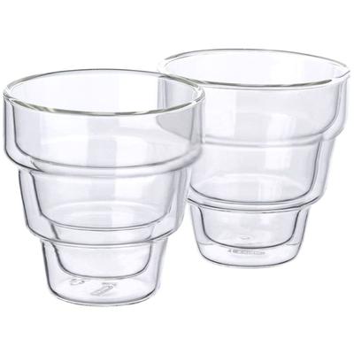 Latte-Macchiato-Glas MULEX "Mulex Gläser Set Phoenix", transparent, H:10cm Ø:7cm, Borosilikatglas, Trinkgefäße, Latte-Macchiato-Glas, doppelwandiges Trinkglas f. Kaffee, Cappuccino, Latte Macchiatto, 2tlg