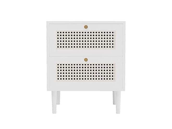 YCCHAH Bett mit Stauraum Quadratischer schwarzer Nachttisch mit 2 Schubladen Schlafzimmer Spind Industrie Wohnzimmer Sofa Beistelltisch Desktop(B)