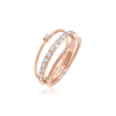 Solitärring ELLI "Set mit Kristallen von SwarovskiSchmuck 925 Silber" Gr. 54, rosa, Fingerringe, Damen, 54mm,mit Steinen, Silber 925 (Sterlingsilber)
