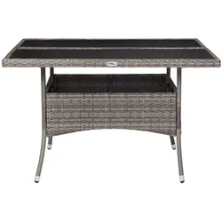 vidaXL Garten-Esstisch Grau Poly Rattan und Glas