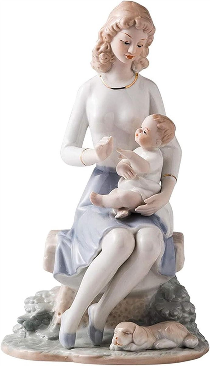 Keramisch familie beeldje ouder-kind liefde voor huisdecoratie