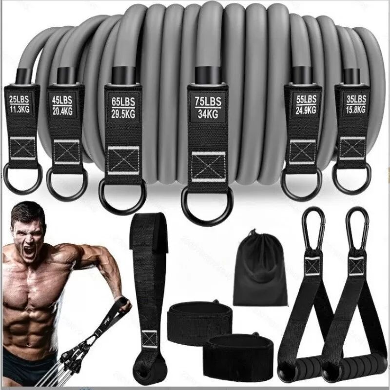 INF Kit de 12 Bandes de Résistance Multifonctionnelles (136 kg) pour Entraînement à Domicile Noir Orange