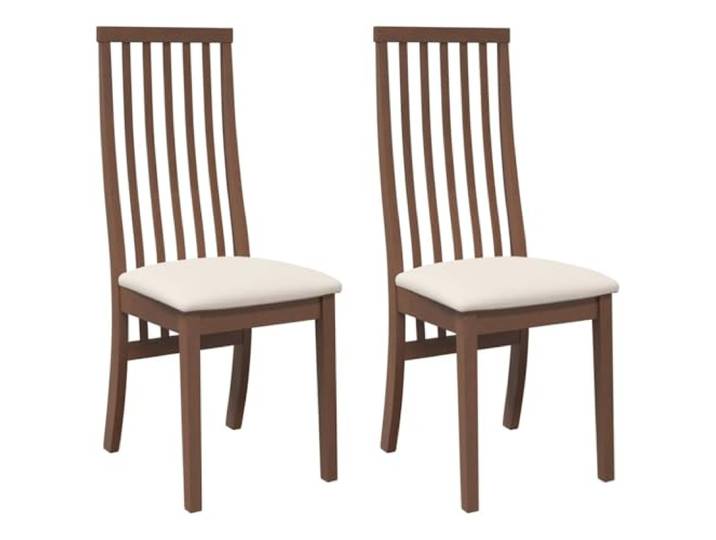 KDVXBCQJH Esszimmerstühle 2er Set Gummibaum Massivholz mit Kissen Braun Ergonomische Holzstühle mit weichem Polster für Küche und Esszimmer. Robustes Design sorgt für hohen Komfort im Alltag.