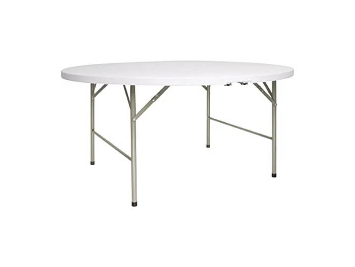 Bolero Runder Klapptisch, 5 Fuß Durchmesser, weiß, Polyethylenplatte mit Stahlrahmen und -beinen, 740(H) x 1530(Ø)mm, tragbarer Esstisch, UV- und regenbeständig, mobile Gastronomieausstattung, CC506