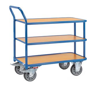 Fetra Tischwagen 2610, aus Metall & Holz, mit 3 Etagen, Tragkraft 400kg, 850 x 500mm