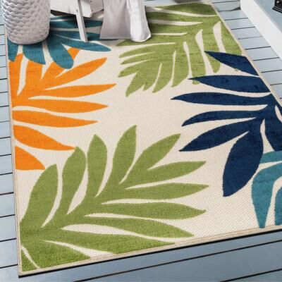 World Rug Gallery Palm Indoor/Outdoor High-Low Area Rug