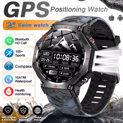 Inspire Curations T Rex 3 Ultra Military AMOLED GPS Smartwatch With 10ATM Waterproof & Bluetooth Call camouflage