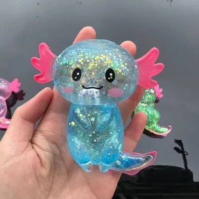 Quick Pick Pro Axolotl Stretchy Squishy Fidget Toy For Stress Relief And Sensory Fun bule